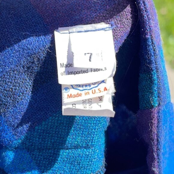 Vintage SIZE 24" WAIST Union-Made Pleated Plaid Unlined Blue/Purple Midi Skirt - Picture 3 of 6